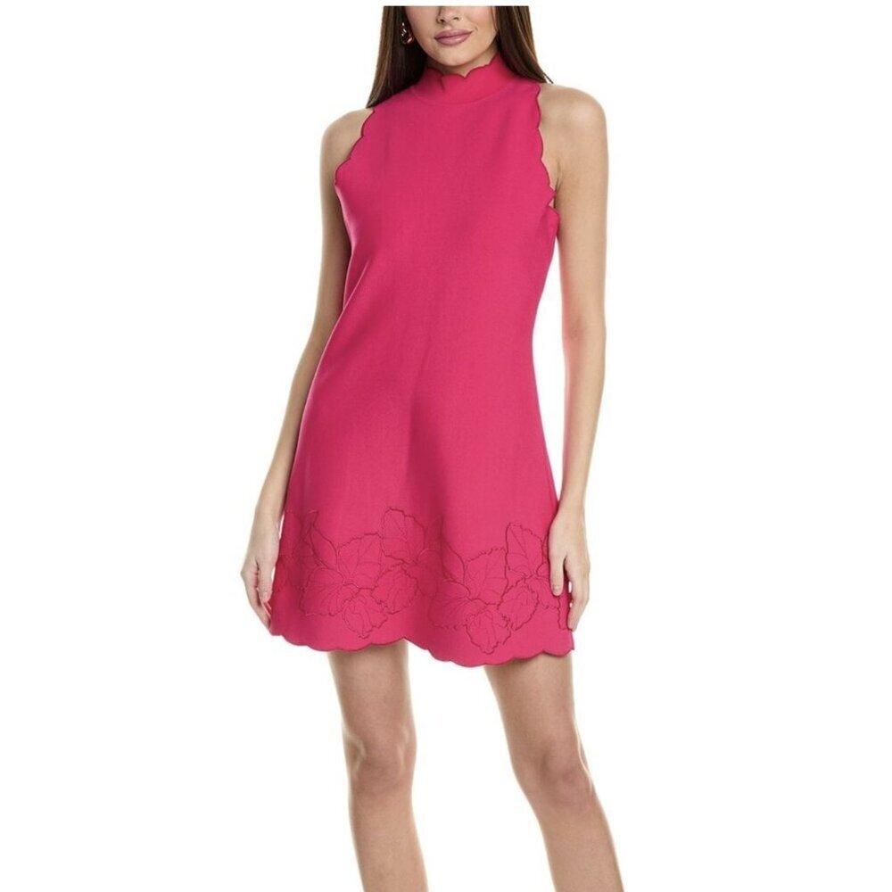 Carolina Herrera $2690 Embroidered Scalloped Large Begonia Dress NEW